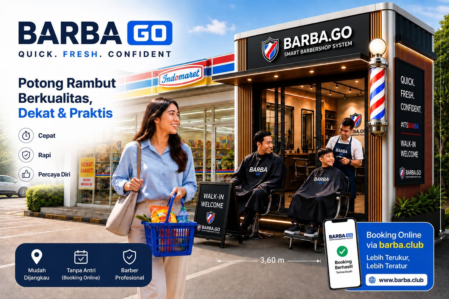 Gerai Barba.Go modern di area parkir Indomaret